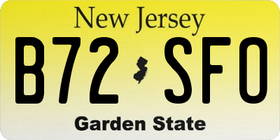 NJ license plate B72SFO
