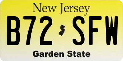 NJ license plate B72SFW