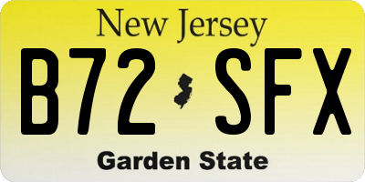NJ license plate B72SFX