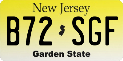 NJ license plate B72SGF