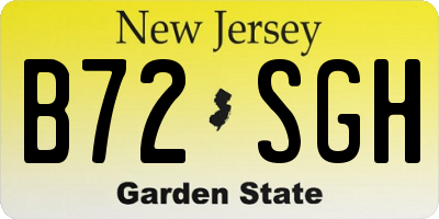 NJ license plate B72SGH