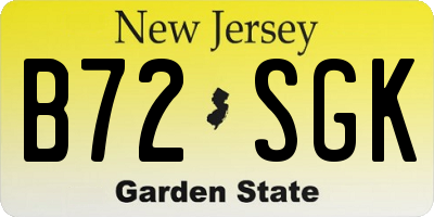 NJ license plate B72SGK