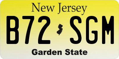 NJ license plate B72SGM