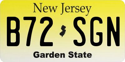 NJ license plate B72SGN