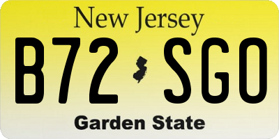 NJ license plate B72SGO