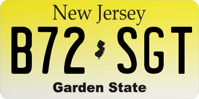 NJ license plate B72SGT