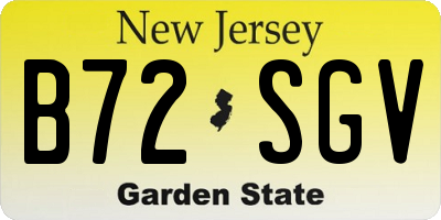 NJ license plate B72SGV