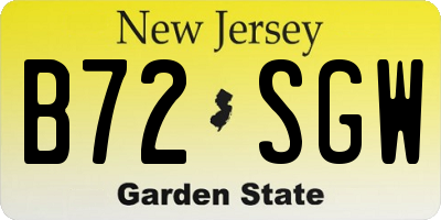 NJ license plate B72SGW
