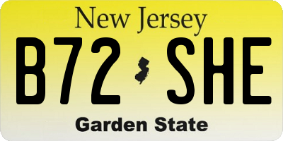 NJ license plate B72SHE