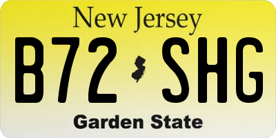 NJ license plate B72SHG