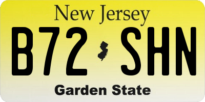 NJ license plate B72SHN