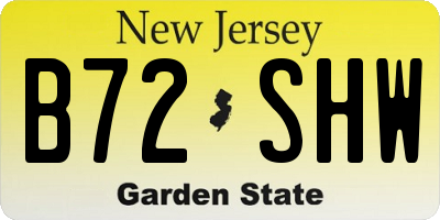 NJ license plate B72SHW