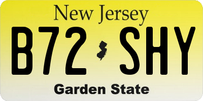 NJ license plate B72SHY