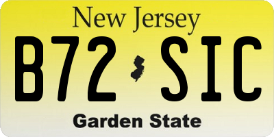 NJ license plate B72SIC