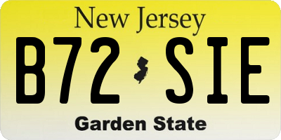 NJ license plate B72SIE