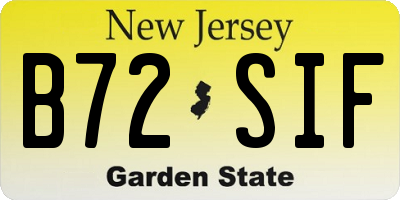 NJ license plate B72SIF
