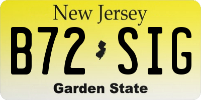 NJ license plate B72SIG