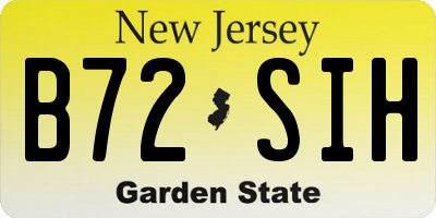 NJ license plate B72SIH