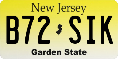 NJ license plate B72SIK