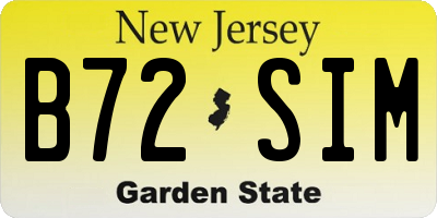 NJ license plate B72SIM