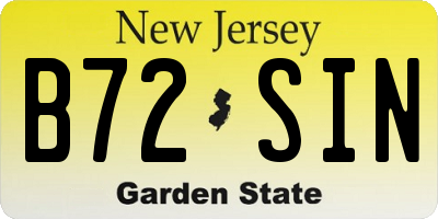 NJ license plate B72SIN