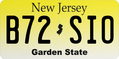 NJ license plate B72SIO