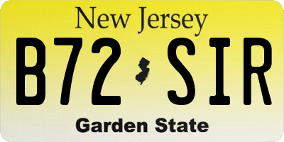 NJ license plate B72SIR