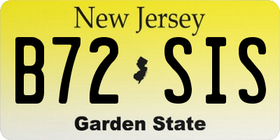NJ license plate B72SIS