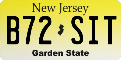 NJ license plate B72SIT