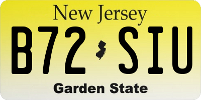 NJ license plate B72SIU