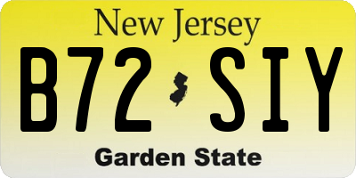 NJ license plate B72SIY