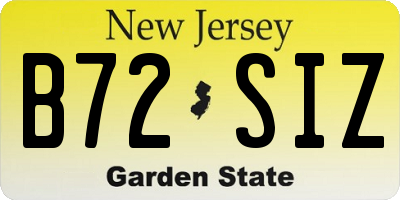 NJ license plate B72SIZ