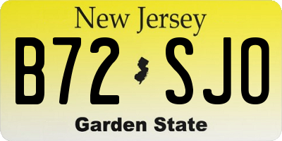 NJ license plate B72SJO