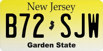 NJ license plate B72SJW