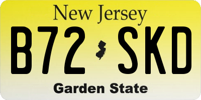 NJ license plate B72SKD