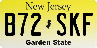 NJ license plate B72SKF