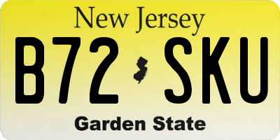 NJ license plate B72SKU