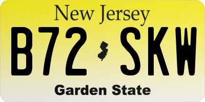 NJ license plate B72SKW