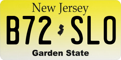 NJ license plate B72SLO