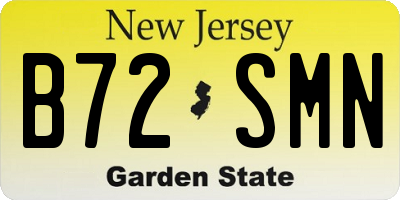 NJ license plate B72SMN