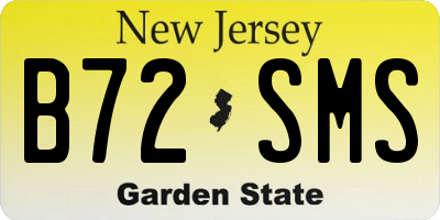 NJ license plate B72SMS