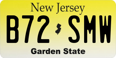 NJ license plate B72SMW
