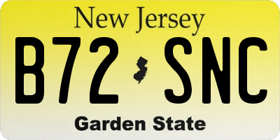 NJ license plate B72SNC
