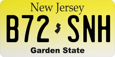 NJ license plate B72SNH