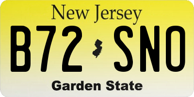 NJ license plate B72SNO