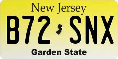 NJ license plate B72SNX