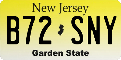 NJ license plate B72SNY