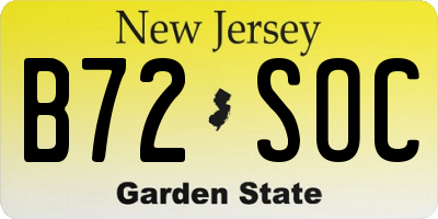 NJ license plate B72SOC