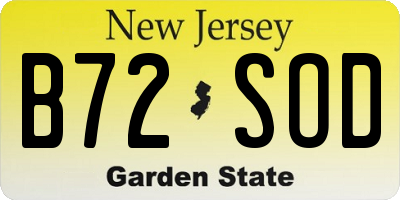 NJ license plate B72SOD