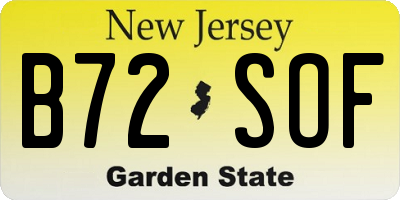 NJ license plate B72SOF